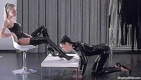 Shiny latex on Mia and Scarlett